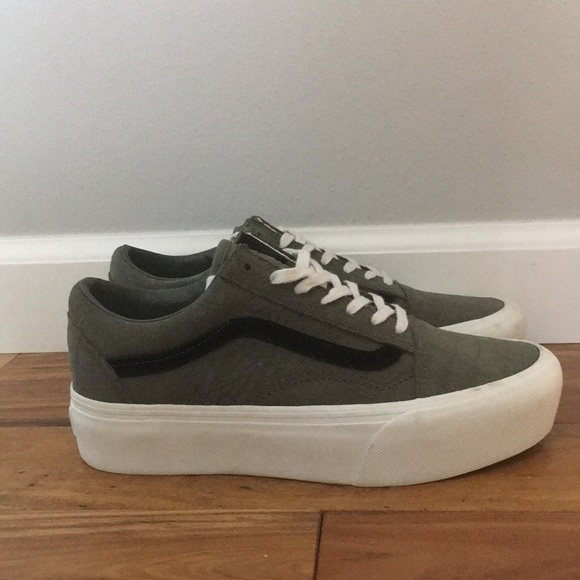 vans old skool platform olive